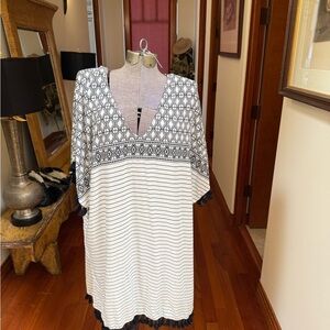 Merona Black & White Tassel Cover Up Top Sz. L